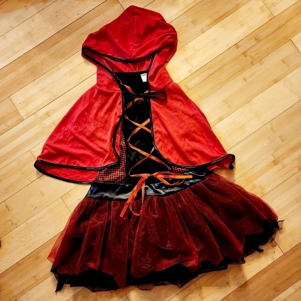 Red Hooded Cutie Little Riding Hood Halloween Costume Cosplay Teen's Large L EUC